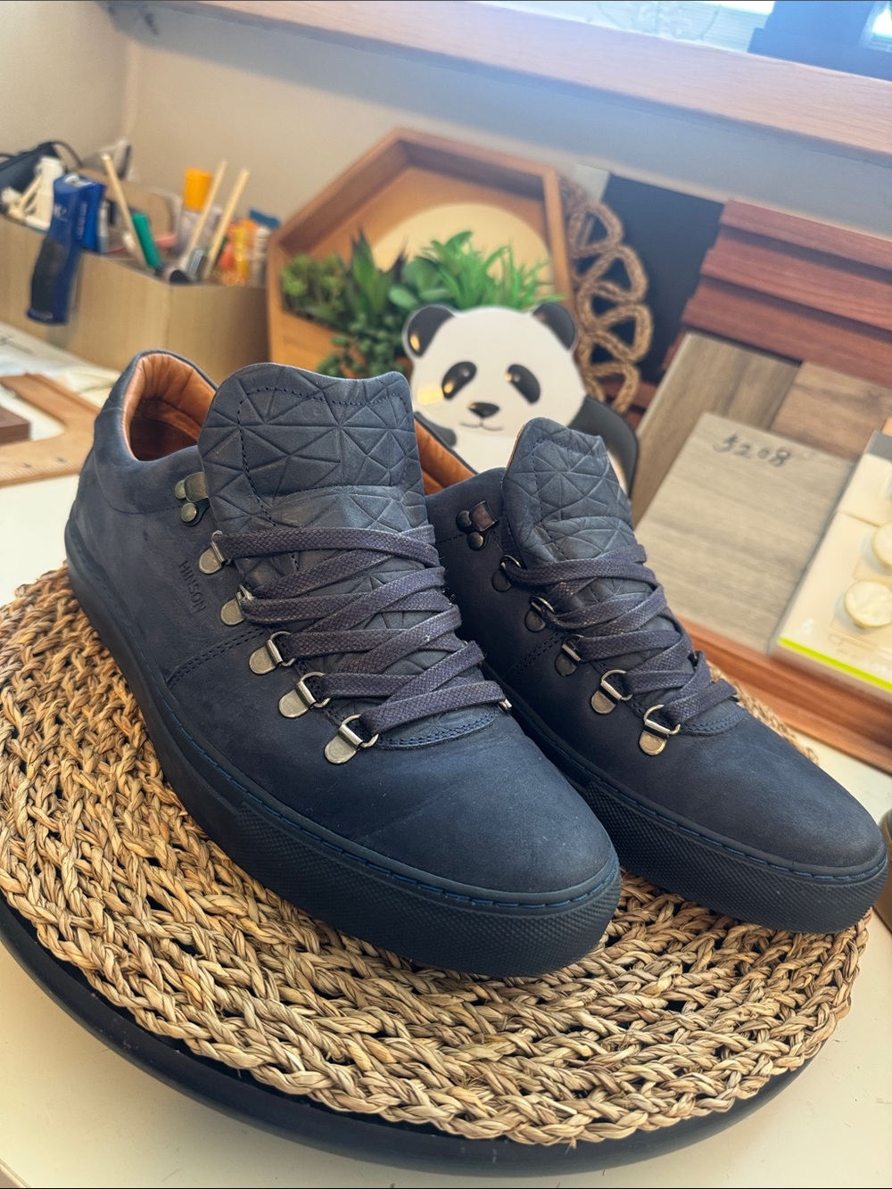 Hinson studio Men's Sorren Hiking High Navy Nubuck.